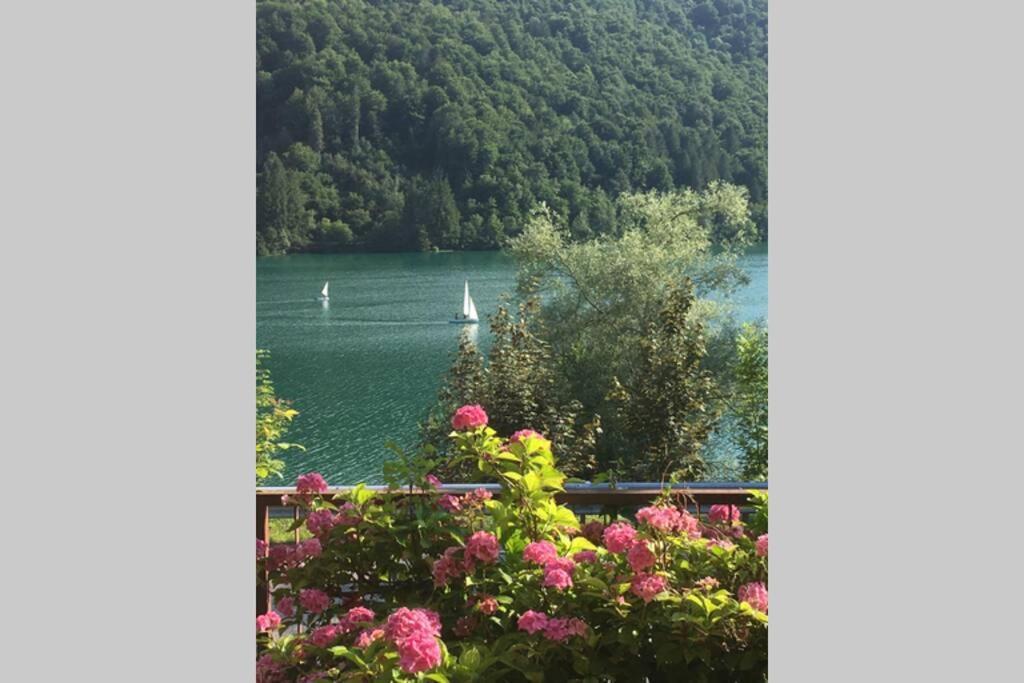 Casa A Schiera Fronte Lago Con Giardino Barcis Exterior foto